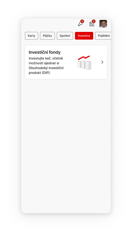 Vyberte záložku Investice